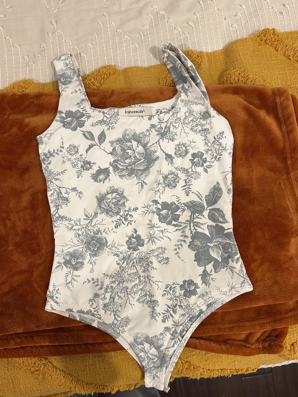 Olive green floral body suit